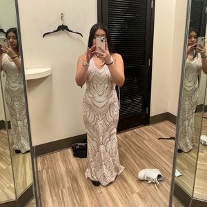 Juniors' Slinky Glitter-Knit Strappy-Back Gown